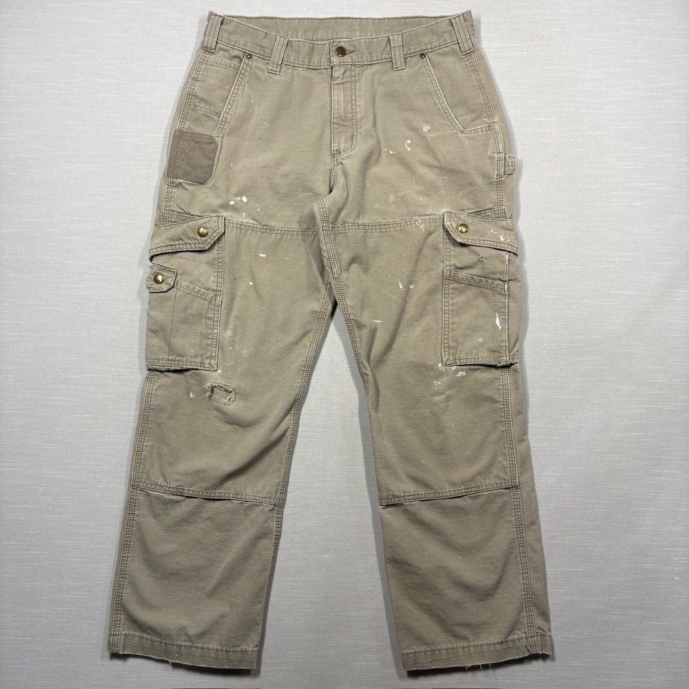 Carhartt B324 DES Twill Cargo Desert Relaxed Fit Men's 34x30 Work Tan Distressed